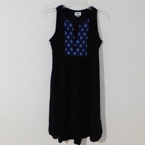 Old Navy Womens Black Embroidered Boho Tassel Tie Shift Dress Size S